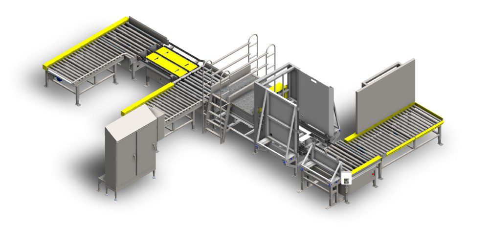 A 3 d rendering of an assembly line.