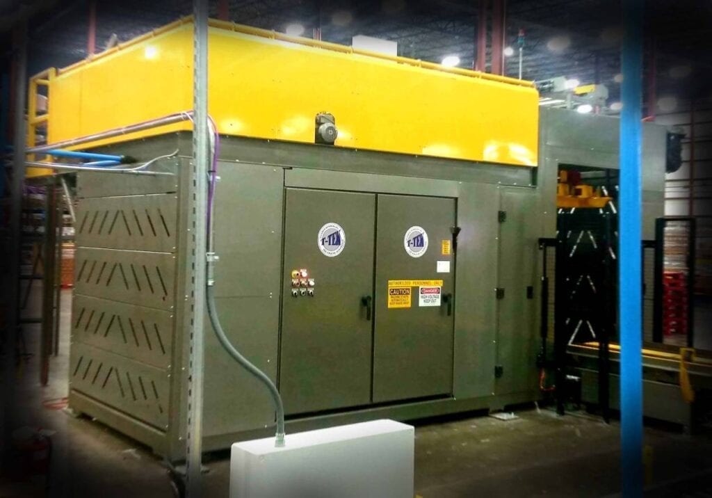 The electric grid of a machine with a yellow top