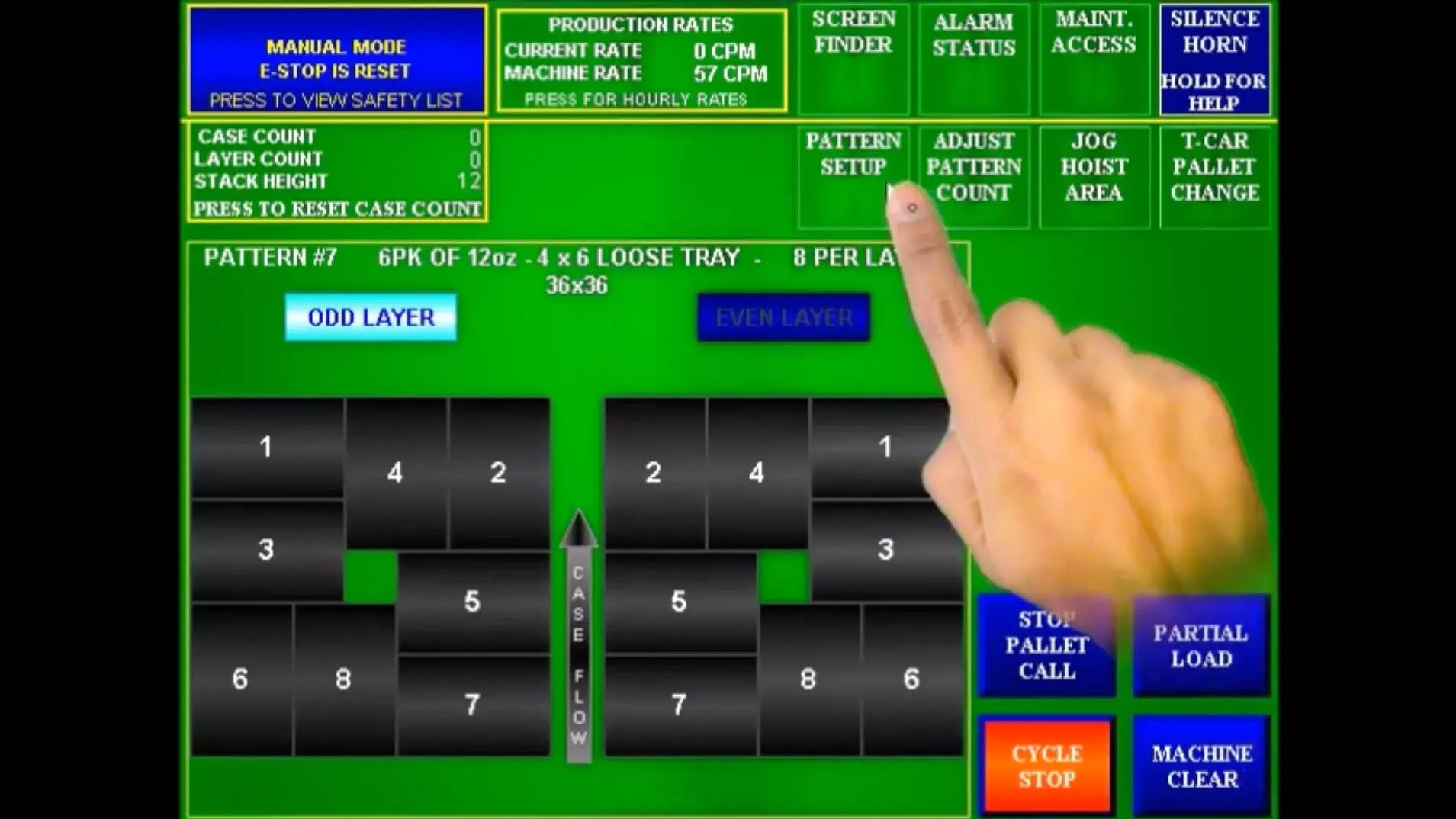 A hand is touching the screen of an interactive game.