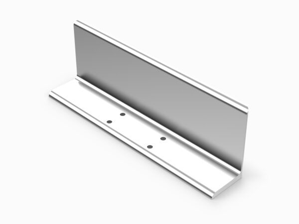 A white metal shelf with two holes for the bottom.