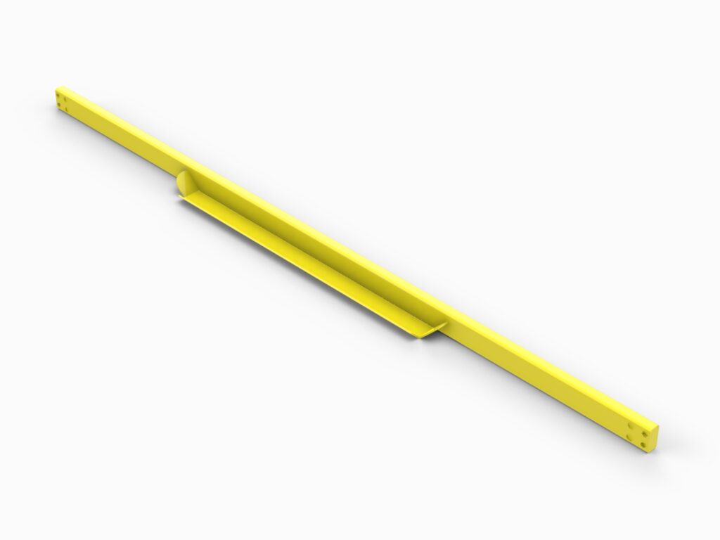 A yellow plastic bar with one end missing.