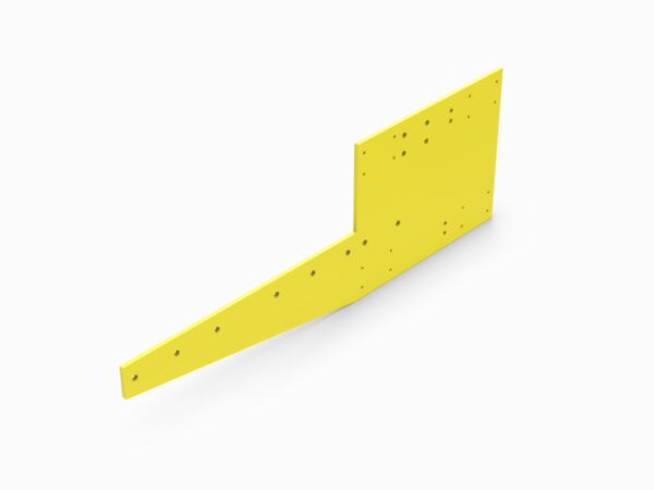 A yellow piece of metal with holes in it.