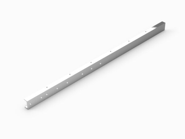 A white metal bar with holes in it.