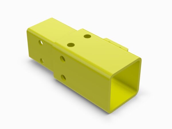 A yellow rectangular object with holes in it.