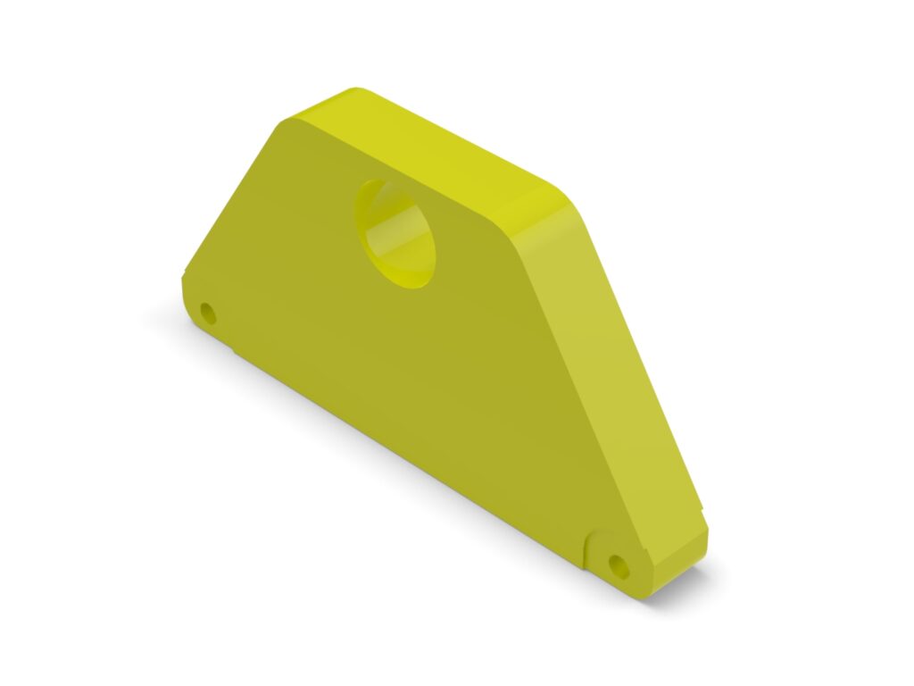 A yellow object is sitting on top of the floor.