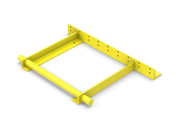 A yellow frame with holes for the sides of it.