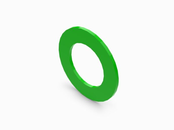 A green ring is sitting on top of the floor.