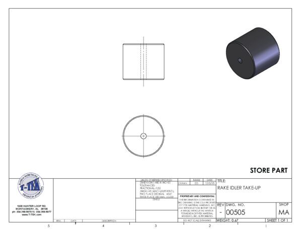 A drawing of a cylinder with a hole in it.