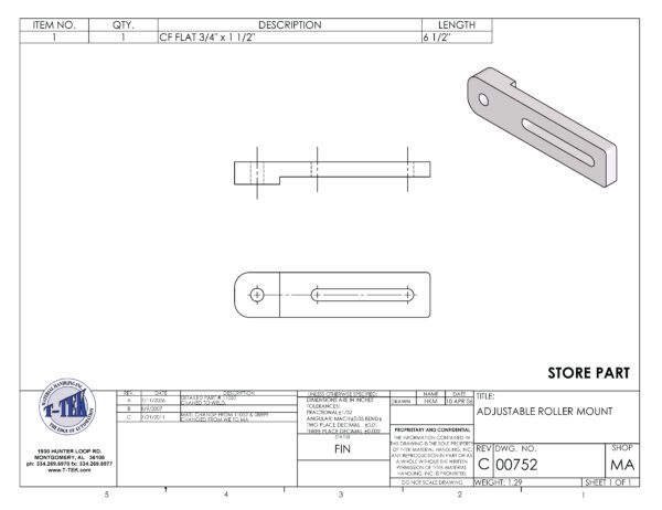 A drawing of the side view of a piece of metal.