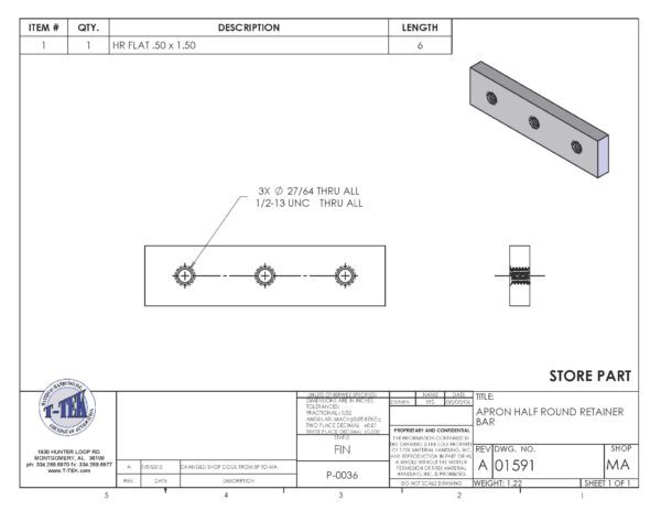 A drawing of the back side of a piece of metal.