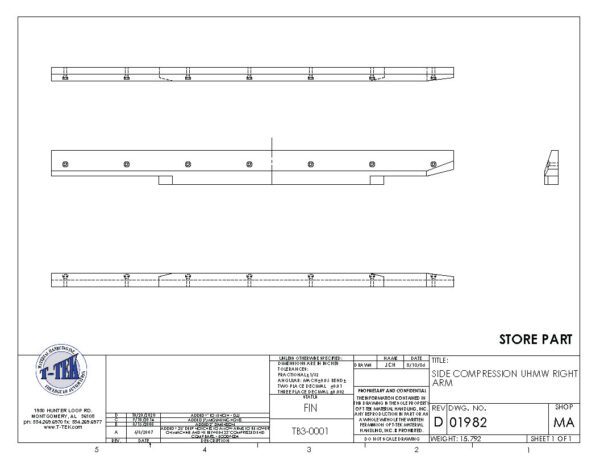 A drawing of the side and top sections of a boat.