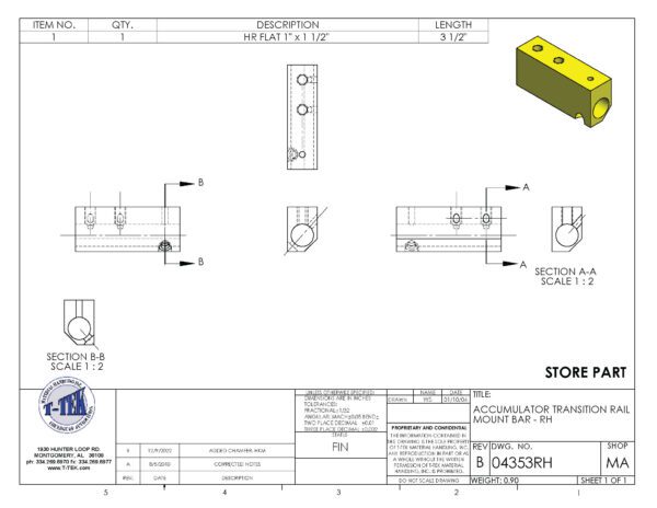 A drawing of the side view and front view of a yellow brick.