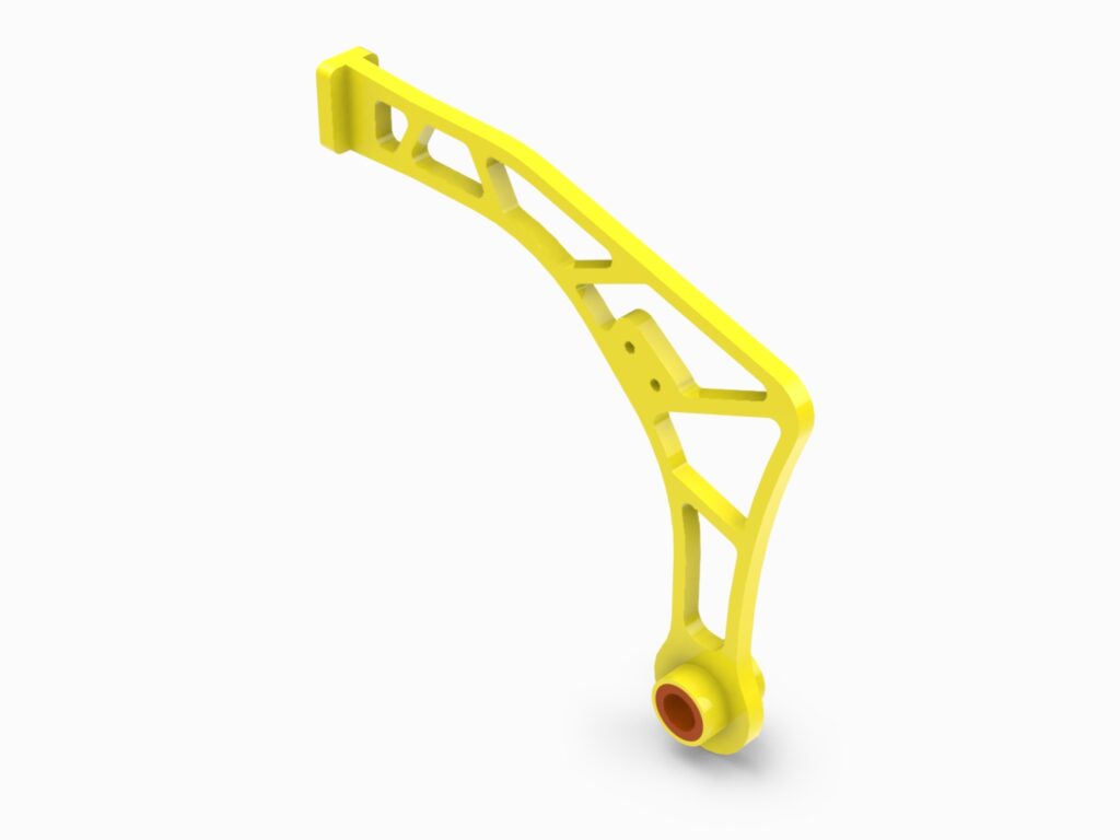 A yellow plastic arm with red handle.