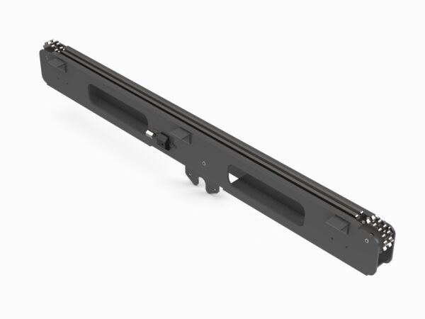 A black rail with two rails attached to it.