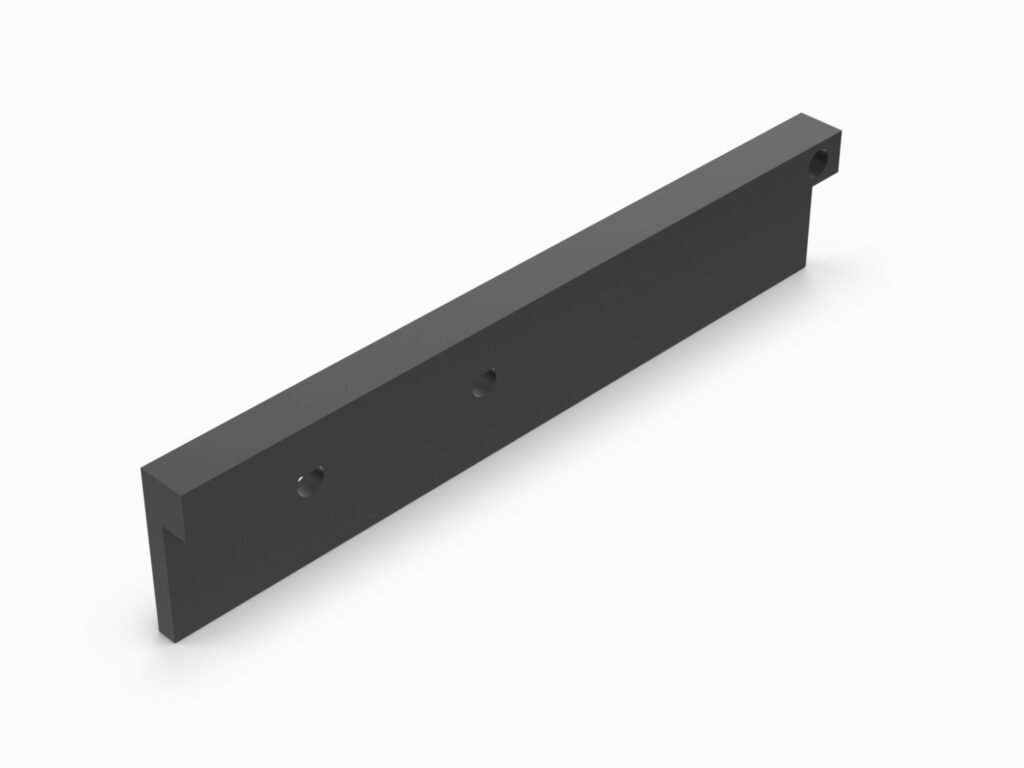 A black plastic bar with holes for the bottom.