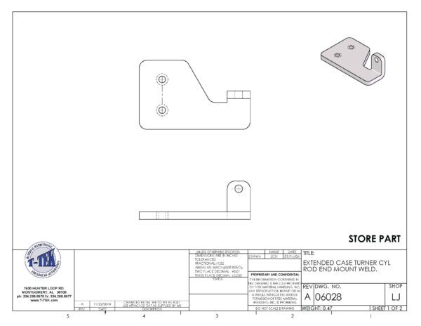 A drawing of the back side of an item.