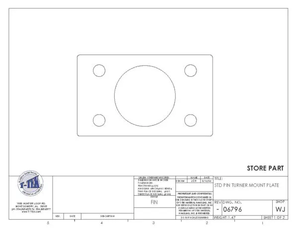 A drawing of the back side of a plate.