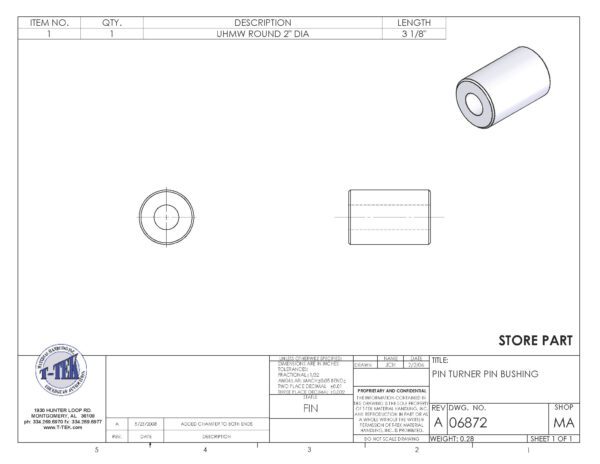 A drawing of a cylinder with a hole in it.