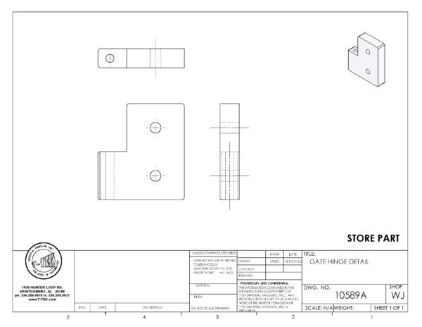 A drawing of the side of a piece of furniture.