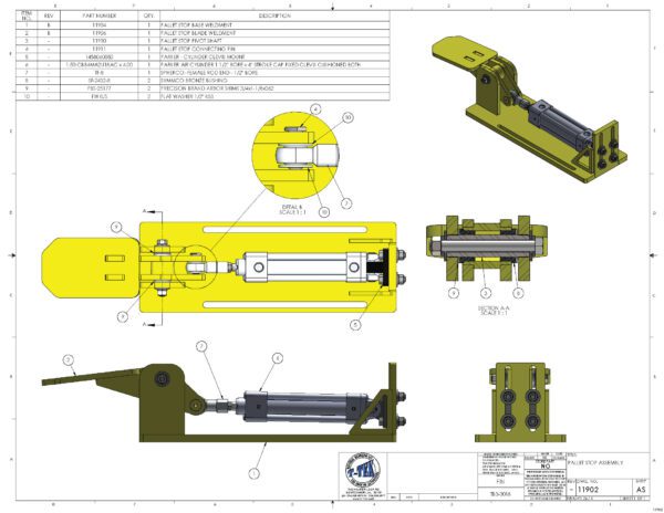 A drawing of some parts of a machine