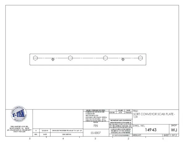 A drawing of the back side of a piece of metal.