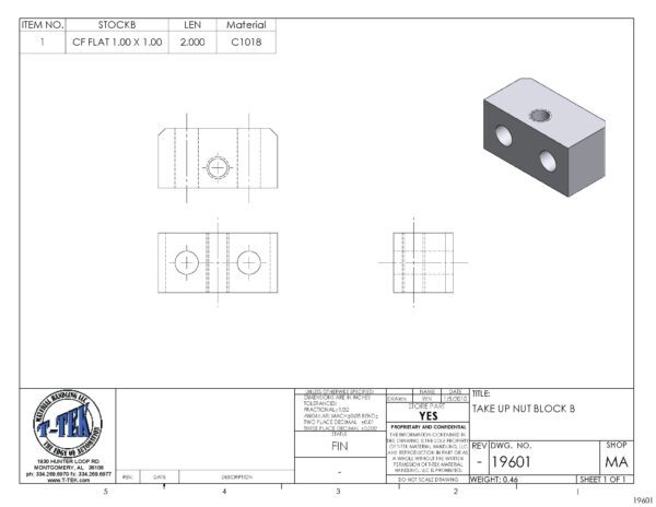 A drawing of the front and back side of a piece of metal.