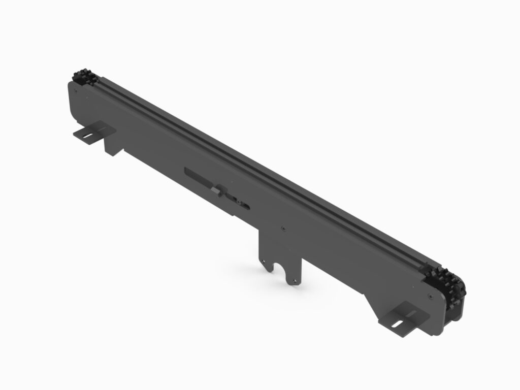 A black plastic bar with two bars attached to it.