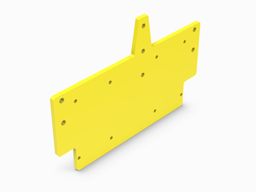 A yellow piece of plastic with holes in it.