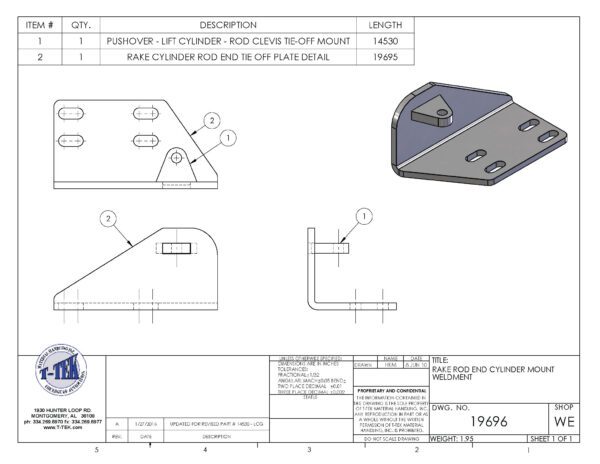 A drawing of the back side of a piece of metal.