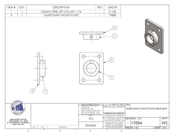 A drawing of the parts for a device.