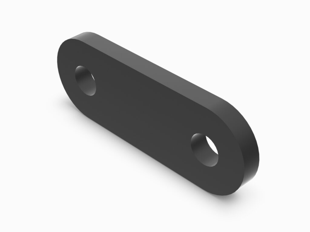 A black plastic object with two holes on it.