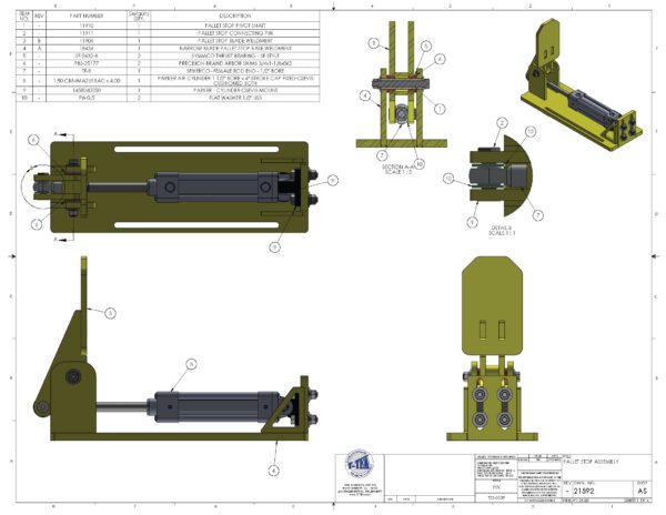 A drawing of some parts of a machine