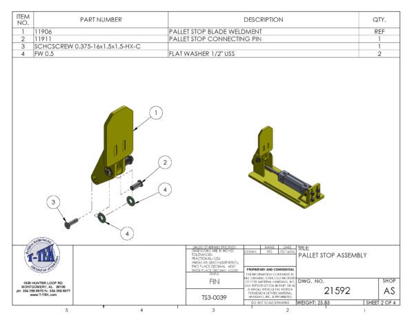 A drawing of the parts for a forklift.