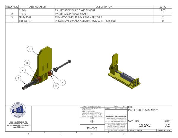 A drawing of the parts of a forklift.