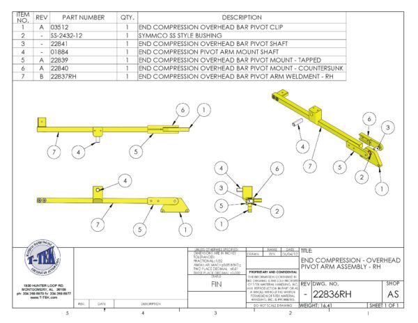 A drawing of the parts and drawings for a crane.