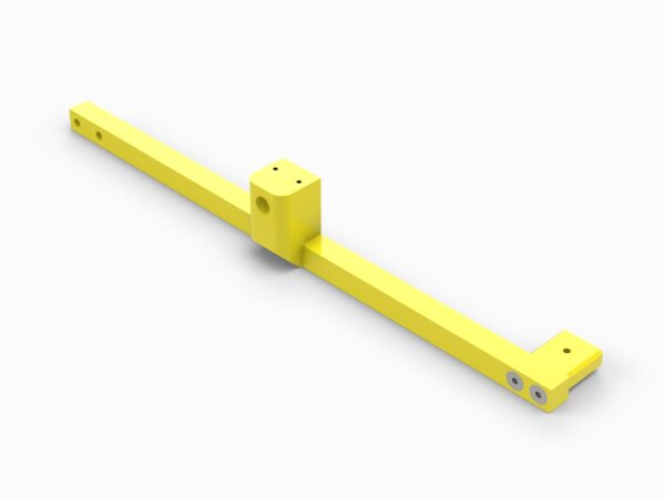 A yellow bar with two holes for the handle.