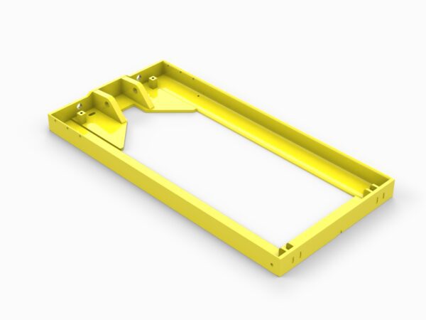 A yellow plastic frame with a hole in the middle.