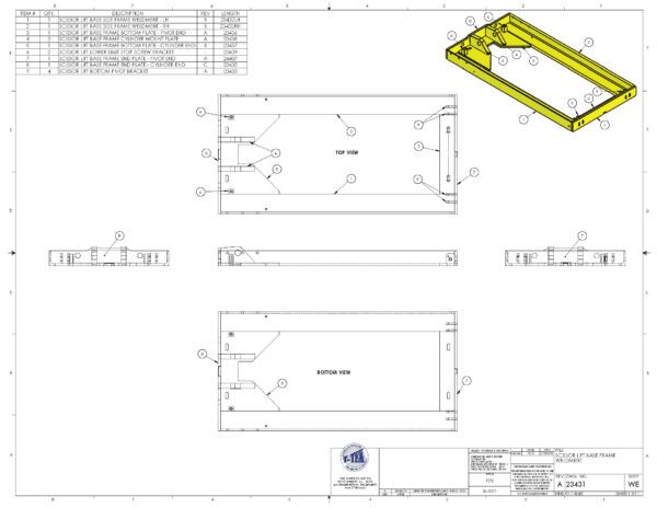 A drawing of the back side of a yellow device.