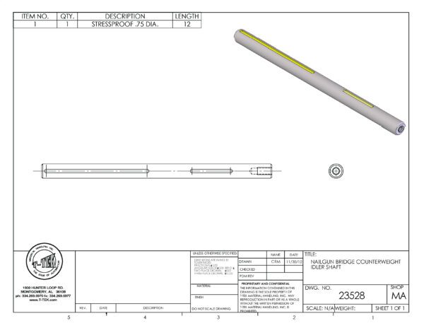 A drawing of a pencil and some parts