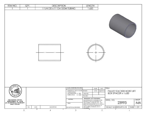 A drawing of a cylinder with a hole in it.