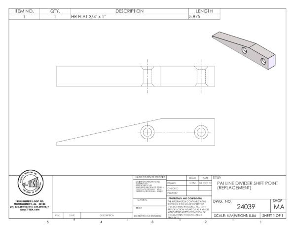 A drawing of an airplane wing with some parts missing.