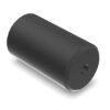 A black cylinder with a hole in the middle of it.