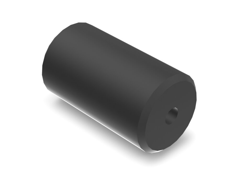 A black cylinder with a hole in the middle of it.