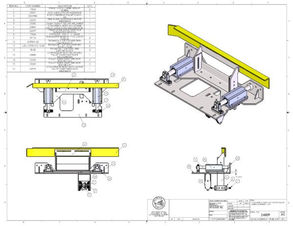 A drawing of the front and back parts of an airplane.