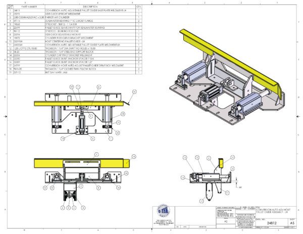 A drawing of some parts of a machine