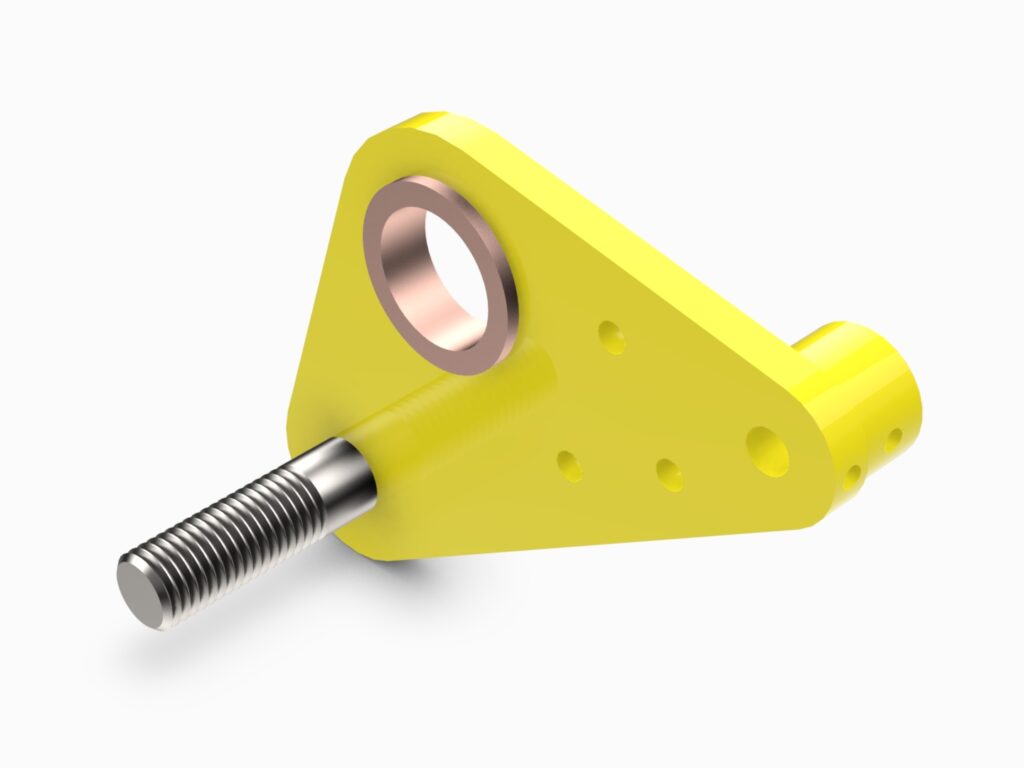 A yellow angle grinder with a nut and bolt