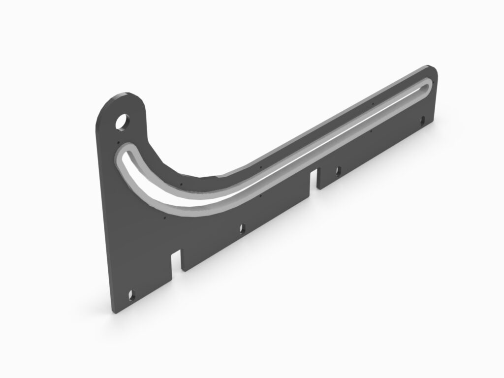 A black and white picture of a corner bracket.