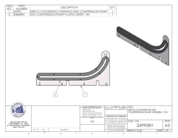 A drawing of a curved section with the end bent.