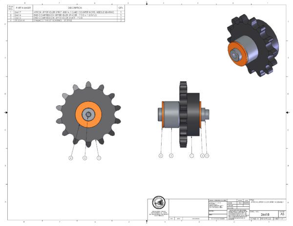 A drawing of the front and back parts of an engine.