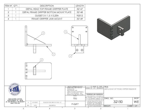 A drawing of the side view and back view of a piece of metal.